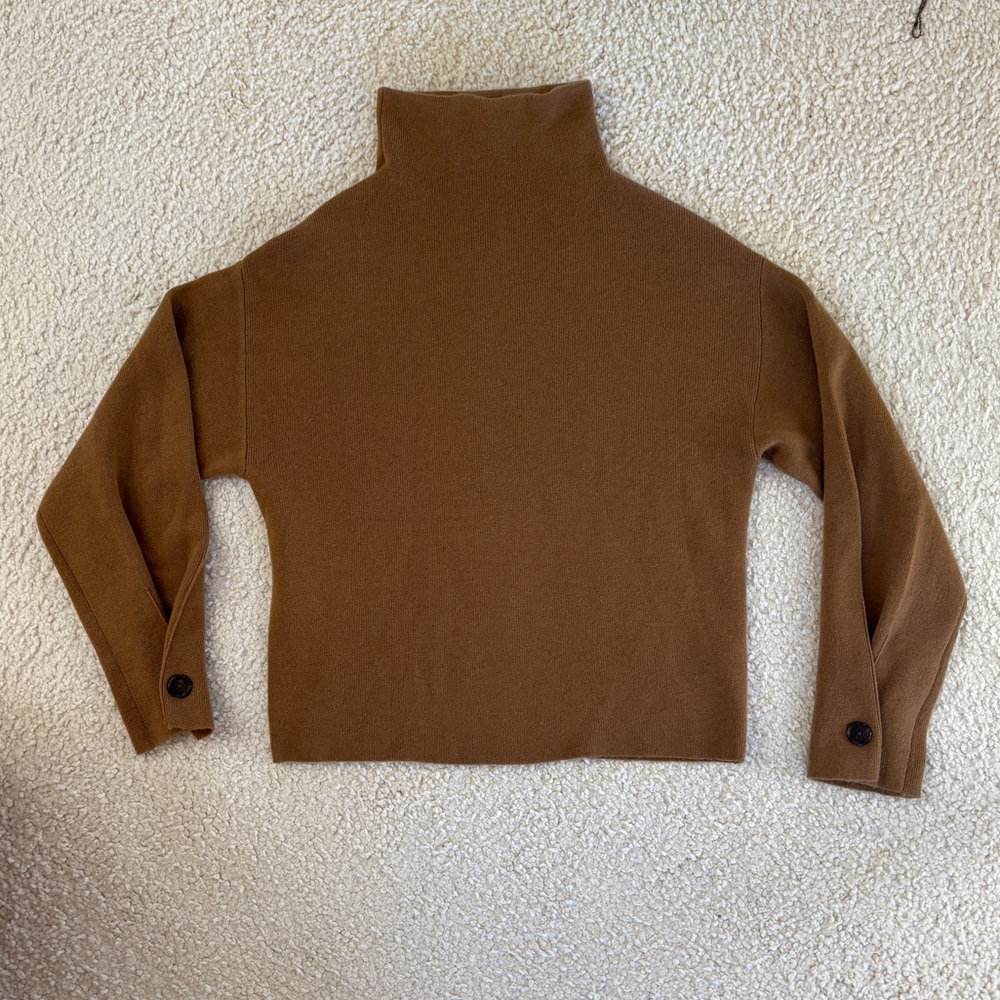 Mosswood Button Cuff Wool and Cashmere Turtleneck (Large)